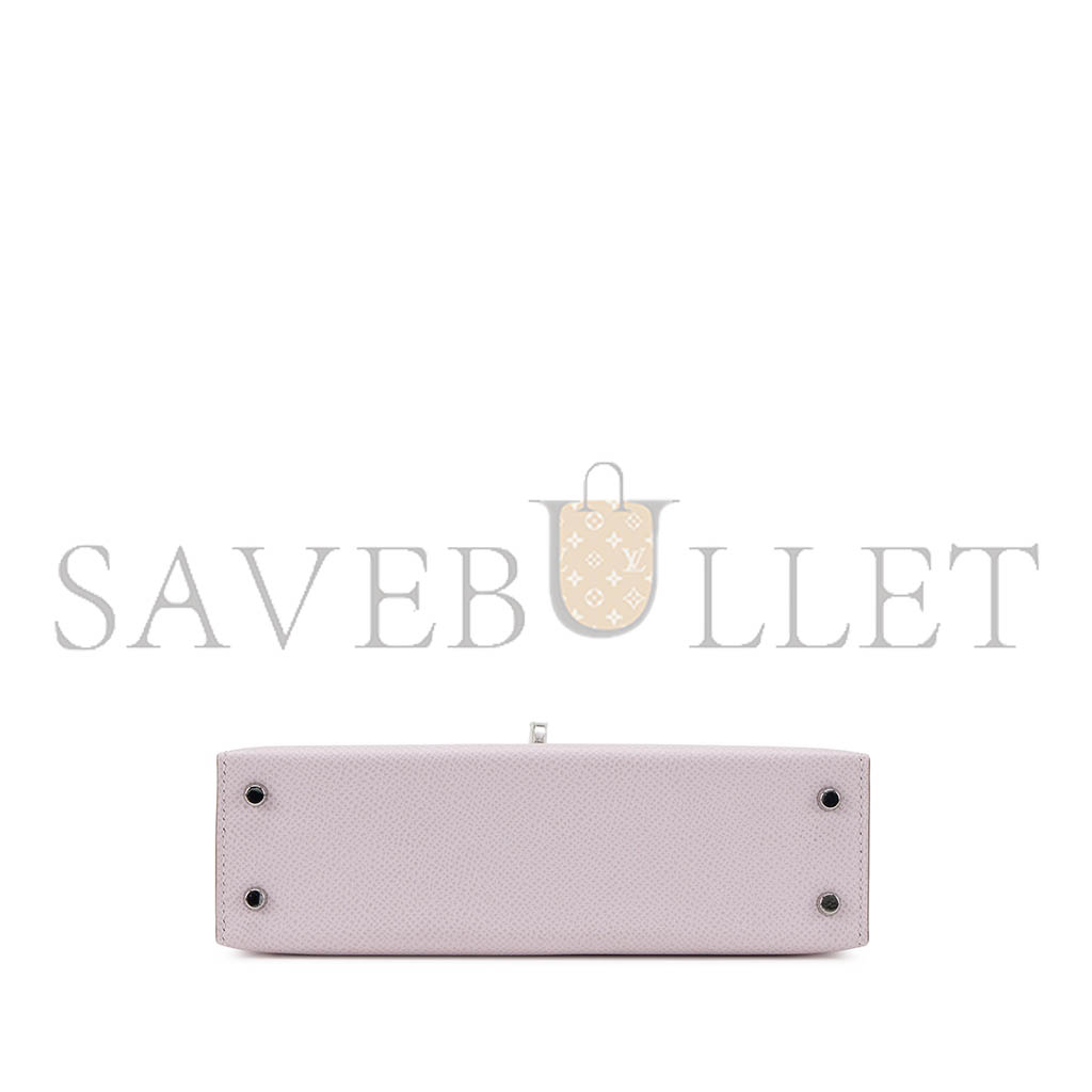 HERMÈS MASTER MAUVE PALE EPSOM MINI KELLY SELLIER 20 PALLADIUM HARDWARE (19*12*5.5cm)